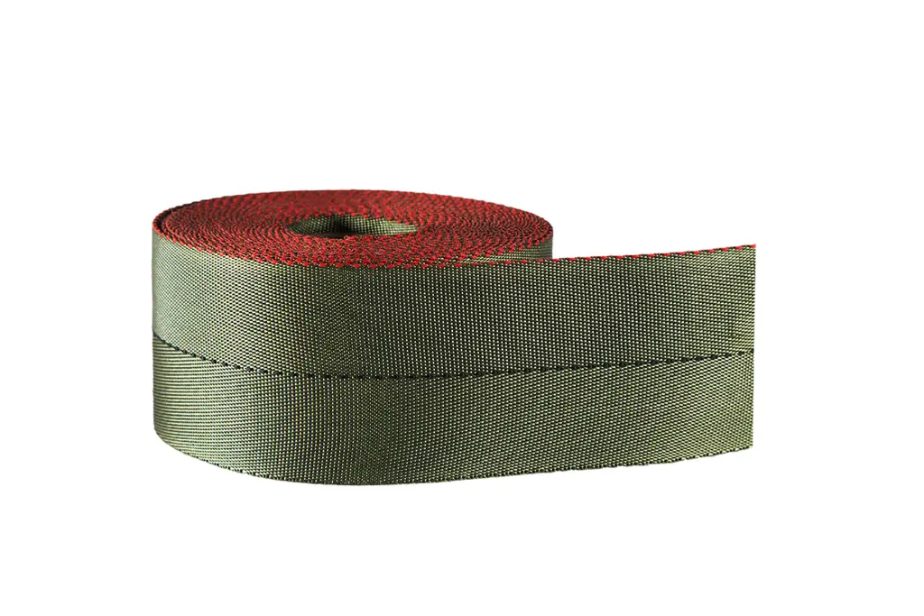 Reata seguridad punto rojo (VERDE MILITAR MANZANA, 3/4" = 2 cm)