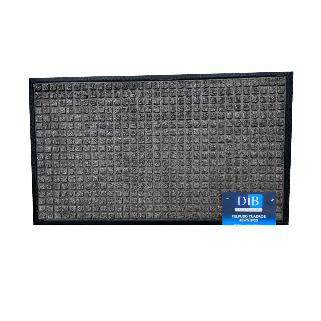 Tapete felpudo cuadros (GRIS OSCURO)